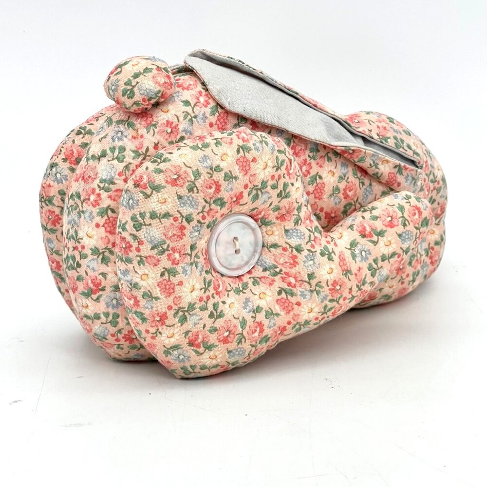 Vintage Floral Print Stuffed Easter Bunny Rabbit Plush Toy Handmade by Grandma - Picture 3 of 12
